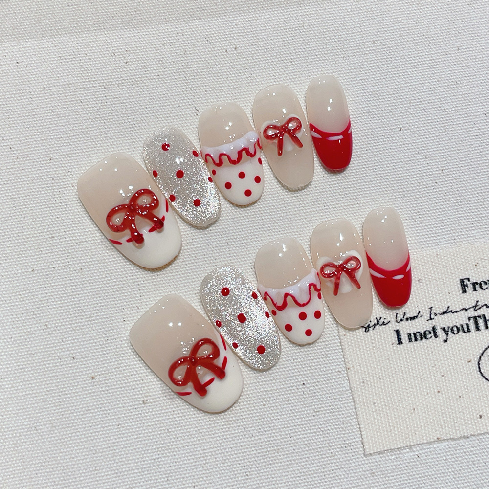 Nail Art Red - Lot de 10 faux ongles courts