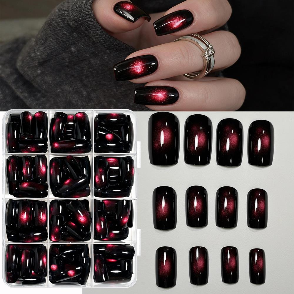 Nail Art Red - 144 pièces, faux ongles à presser,