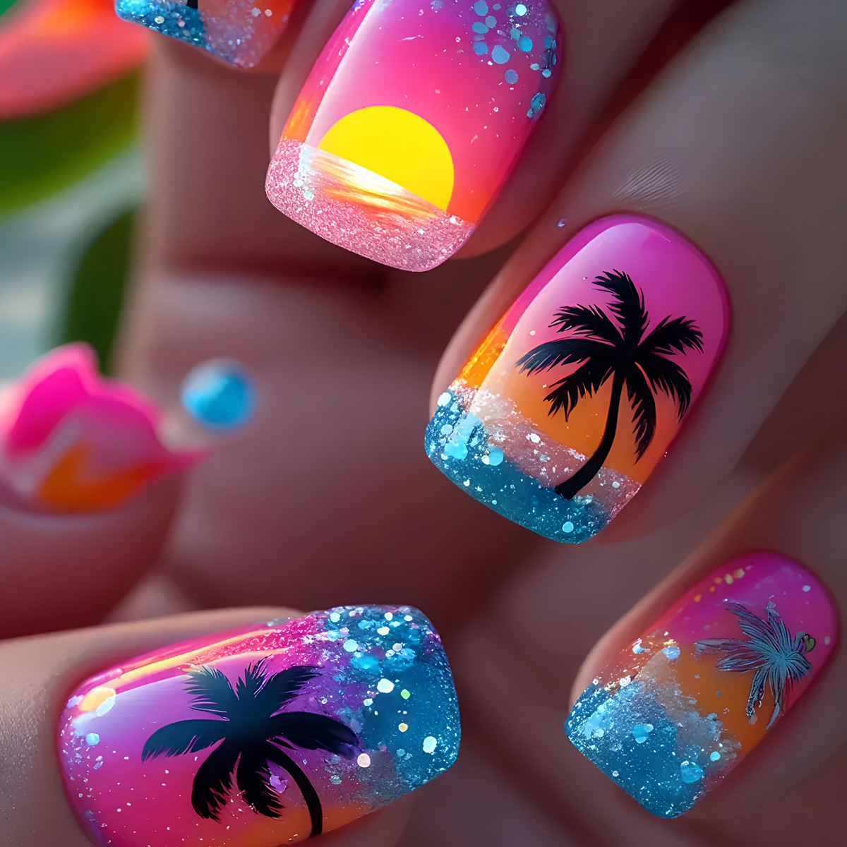 Nail Art Violet - 24 pièces/ensemble Faux Ongles Courts, Moyens