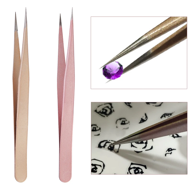 Nail Art Rose Gold - Pince à épiler droite en or