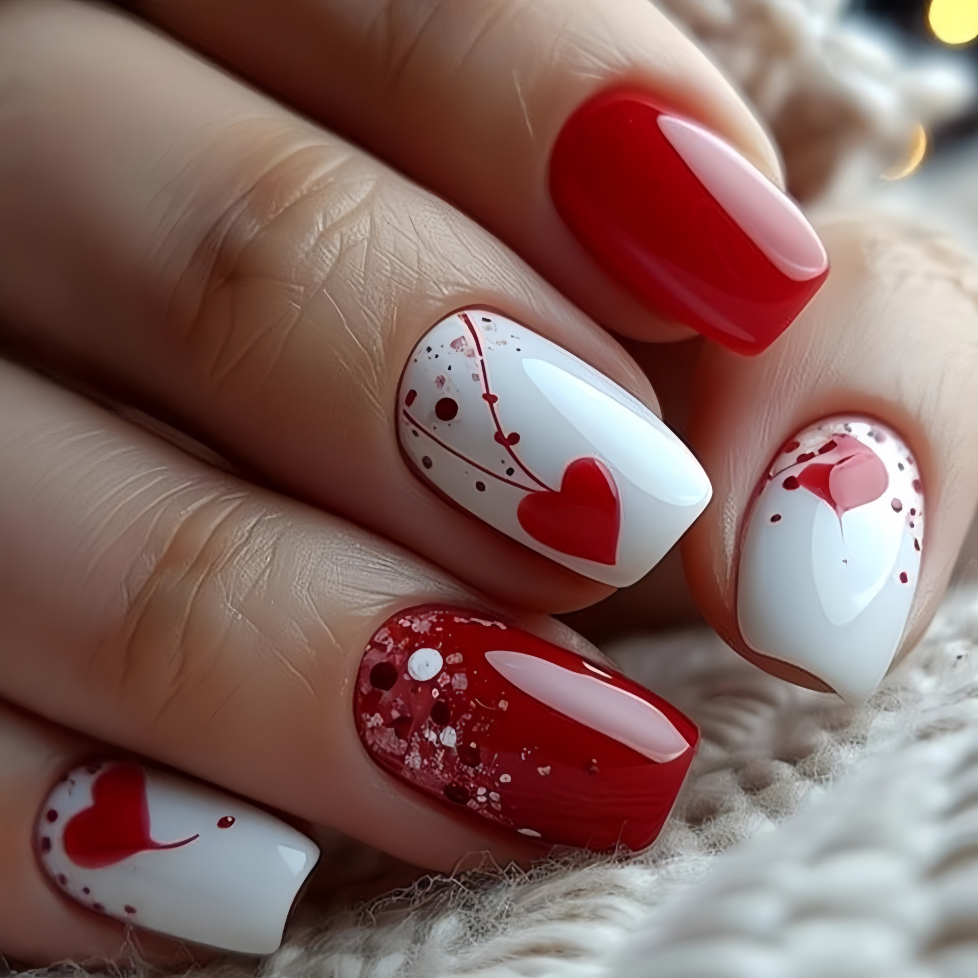Nail Art Red - Faux ongles courts et moyens pour