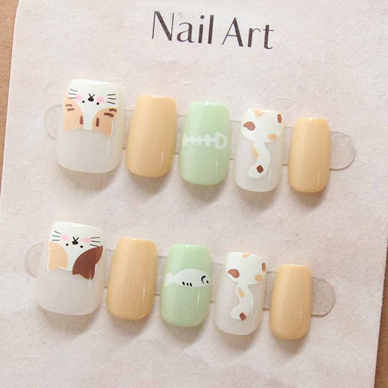 10 pièces dames mignon chat mi - Nail Art Press On avis et prix