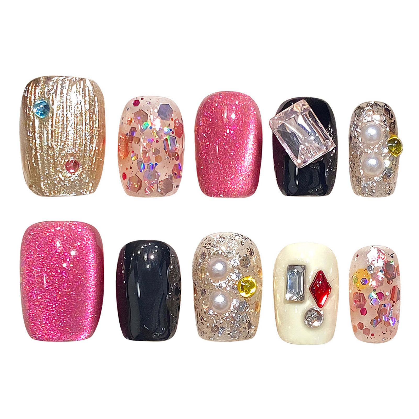Faux yeux de chat brillants à  - Nail Art Press On avis et prix