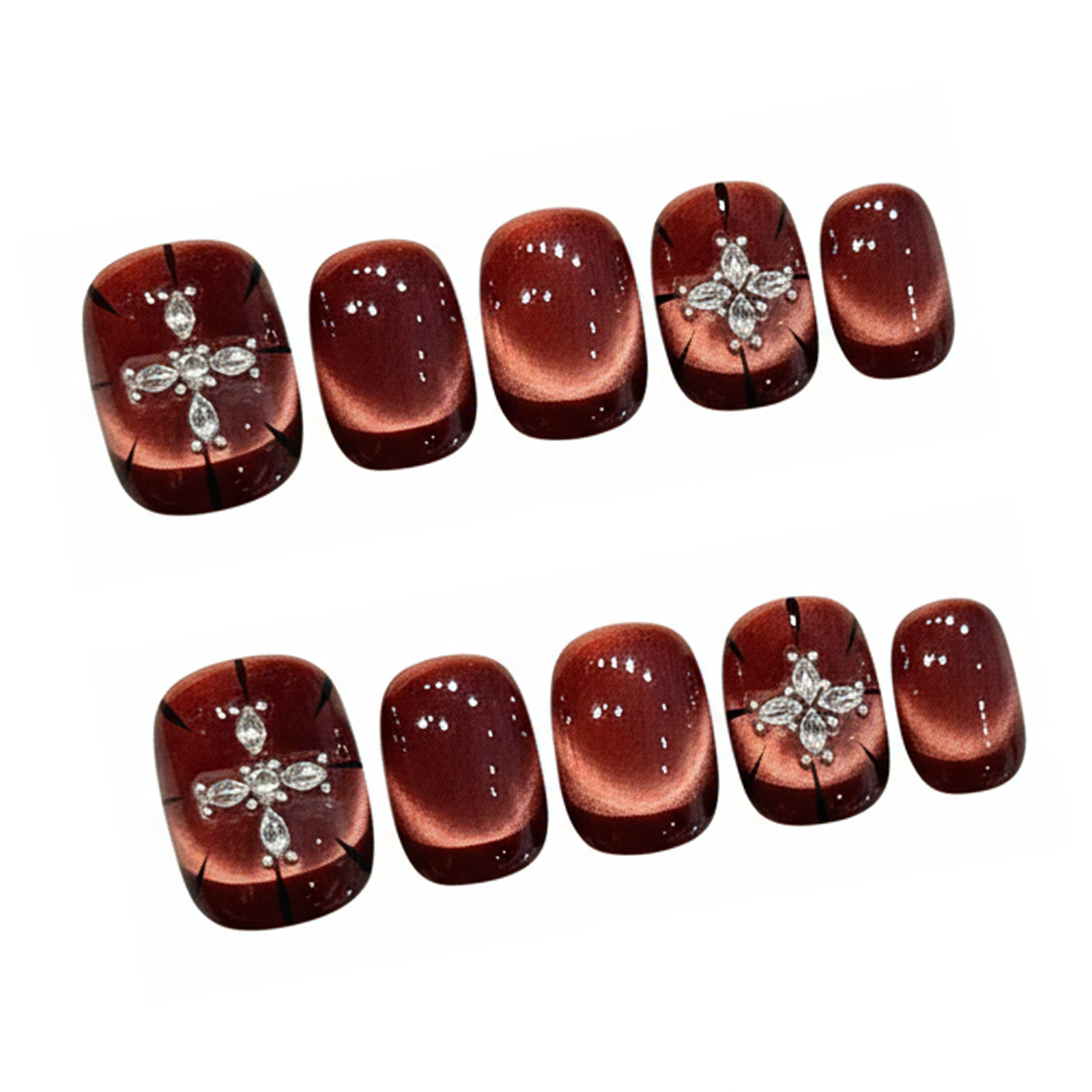 10 pièces vin-rouge oeil de ch - Nail Art Red avis et prix