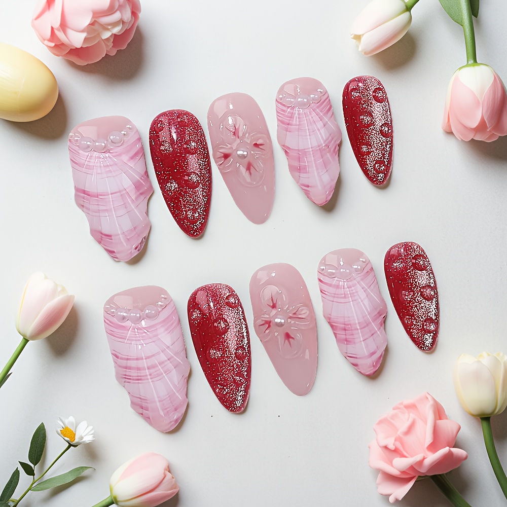 Kit de 10 faux ongles press-on - Nail Art Red avis et prix