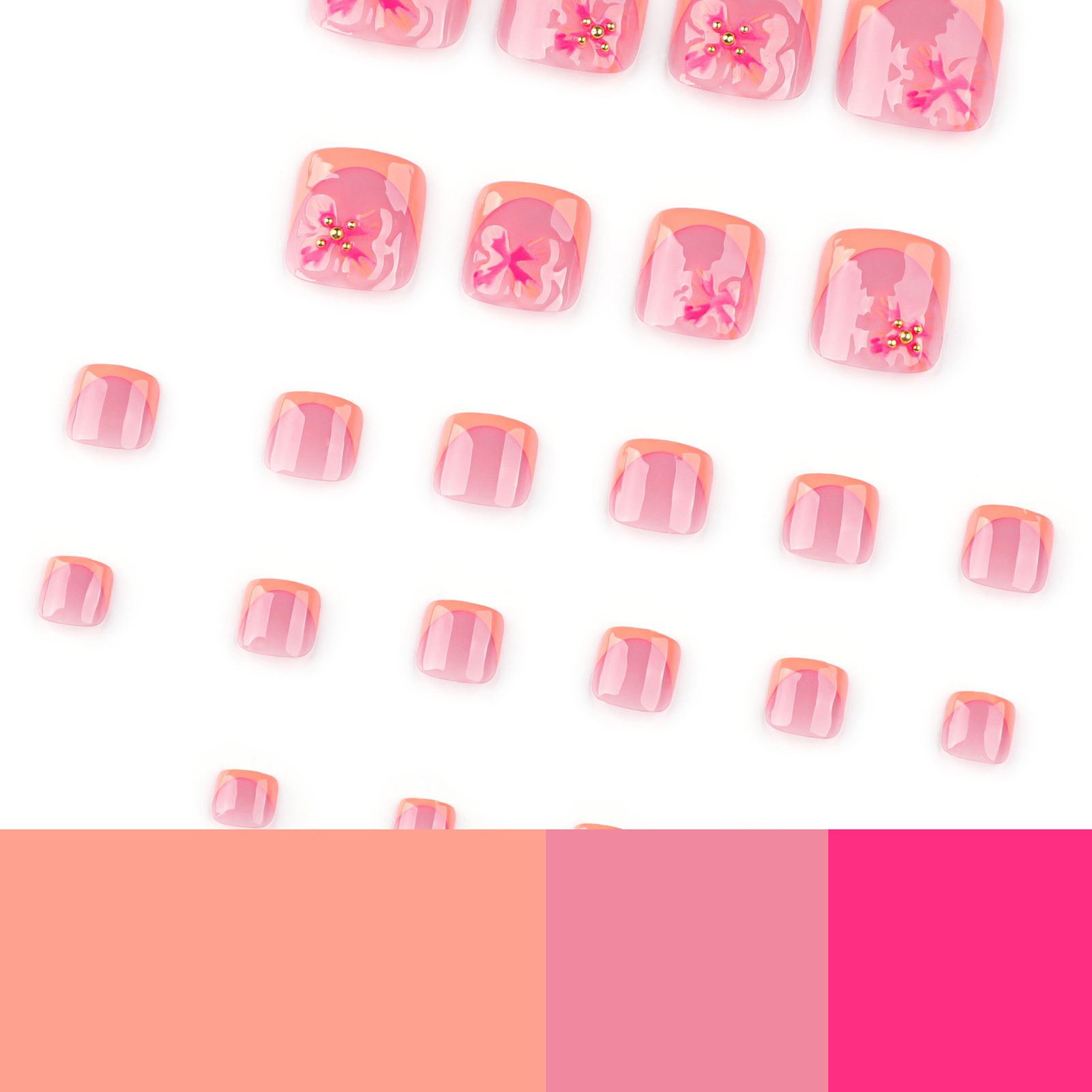 24 pièces charmant motif de fl - Nail Art Press On avis et prix