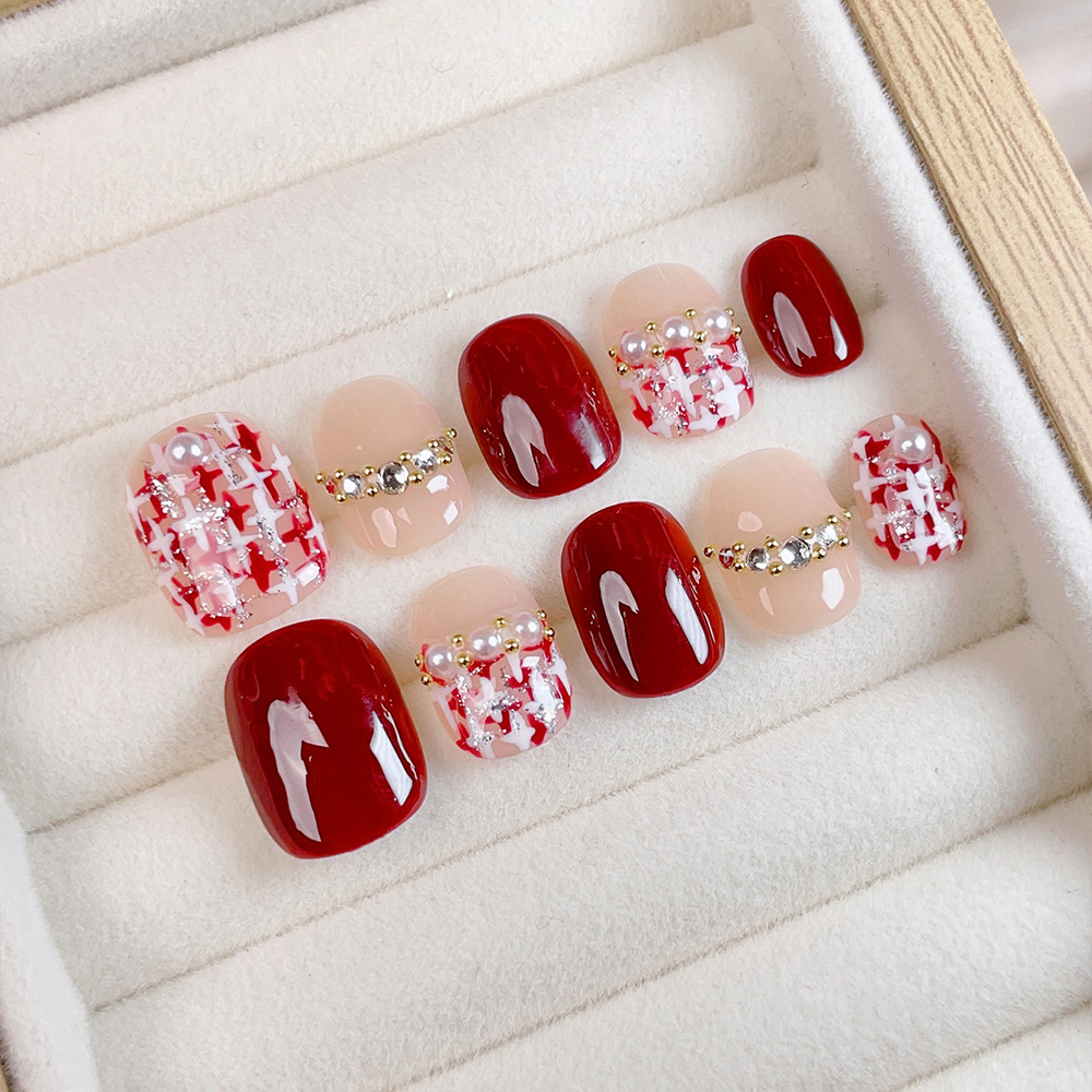 Kit de 10 faux ongles courts c - Nail Art Red avis et prix