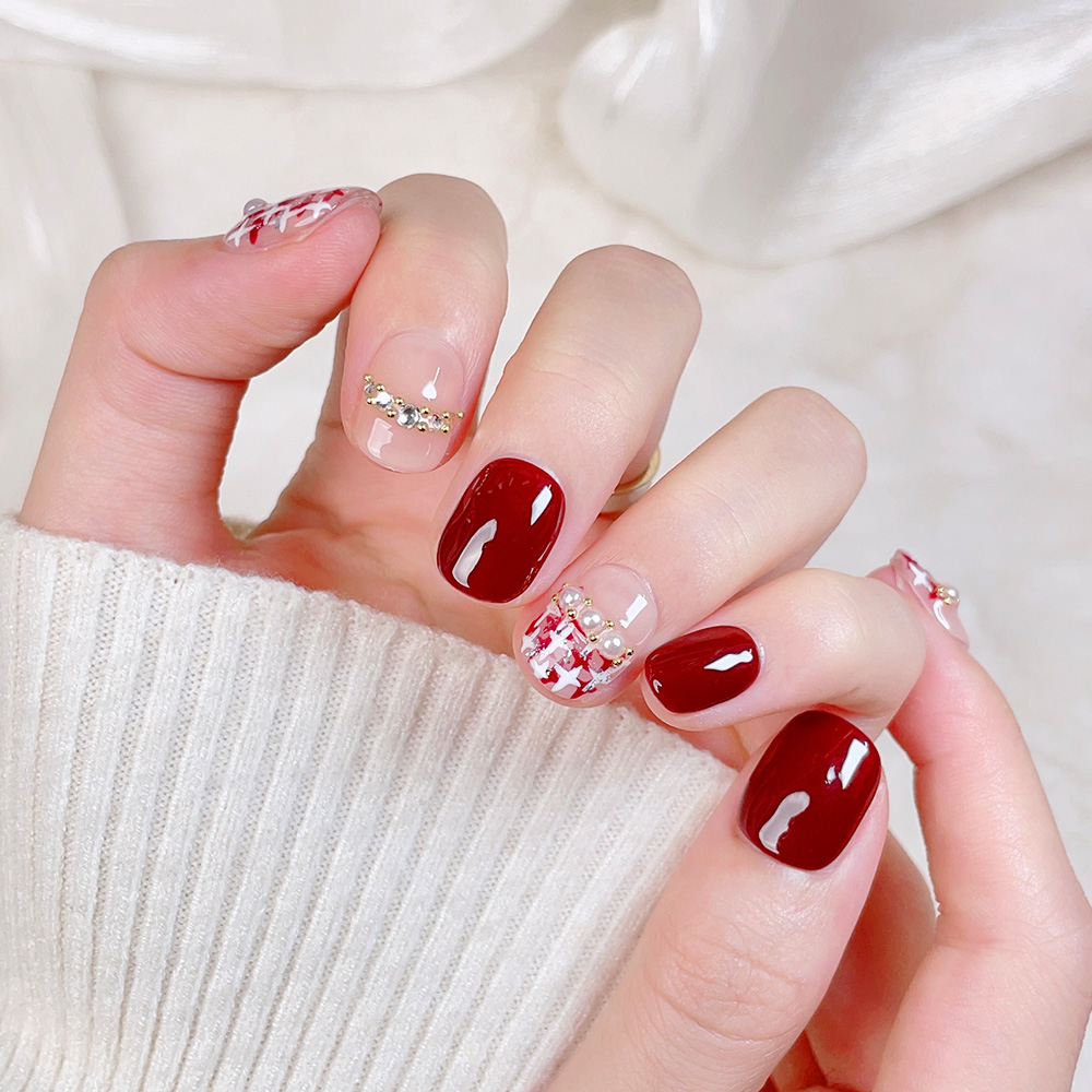 Kit de 10 faux ongles courts c - Nail Art Red avis et prix