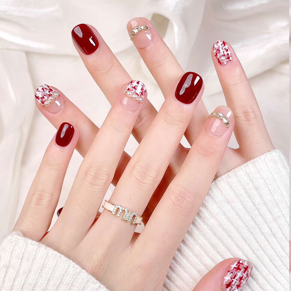 Kit de 10 faux ongles courts c - Nail Art Red avis et prix