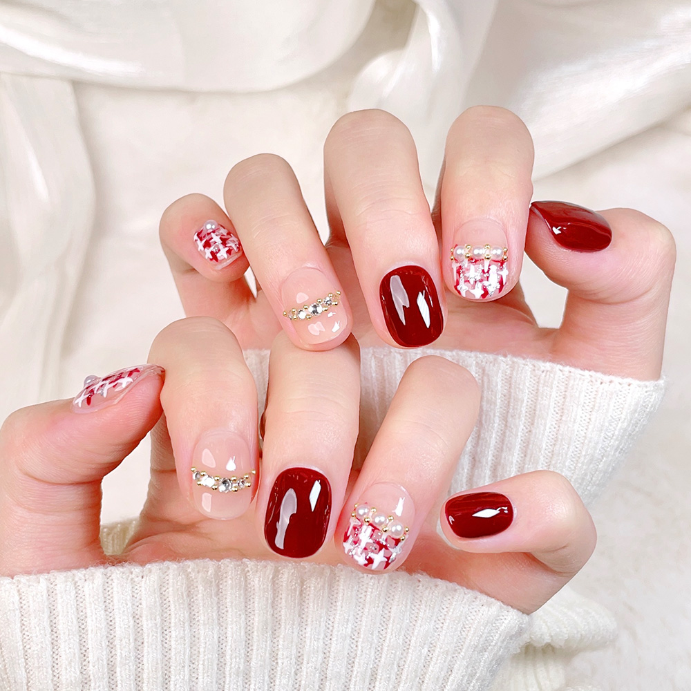 Kit de 10 faux ongles courts c - Nail Art Red avis et prix